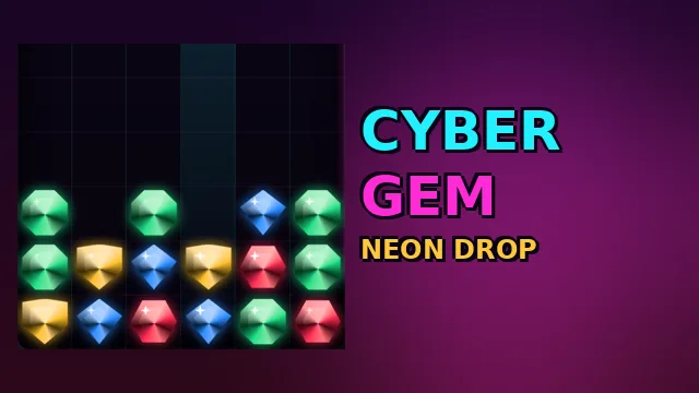 Free online crystal drop and match 3 puzzle game with neon gems and lightning combos