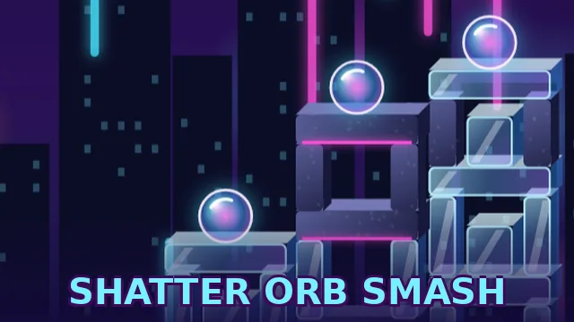 Free online smash ball physics game with a crystal ball cannon, glass towers and glowing orbs